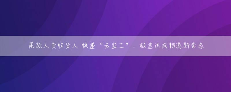 尾款人变收货人 快递“云监工”、极速达成物流新常态
